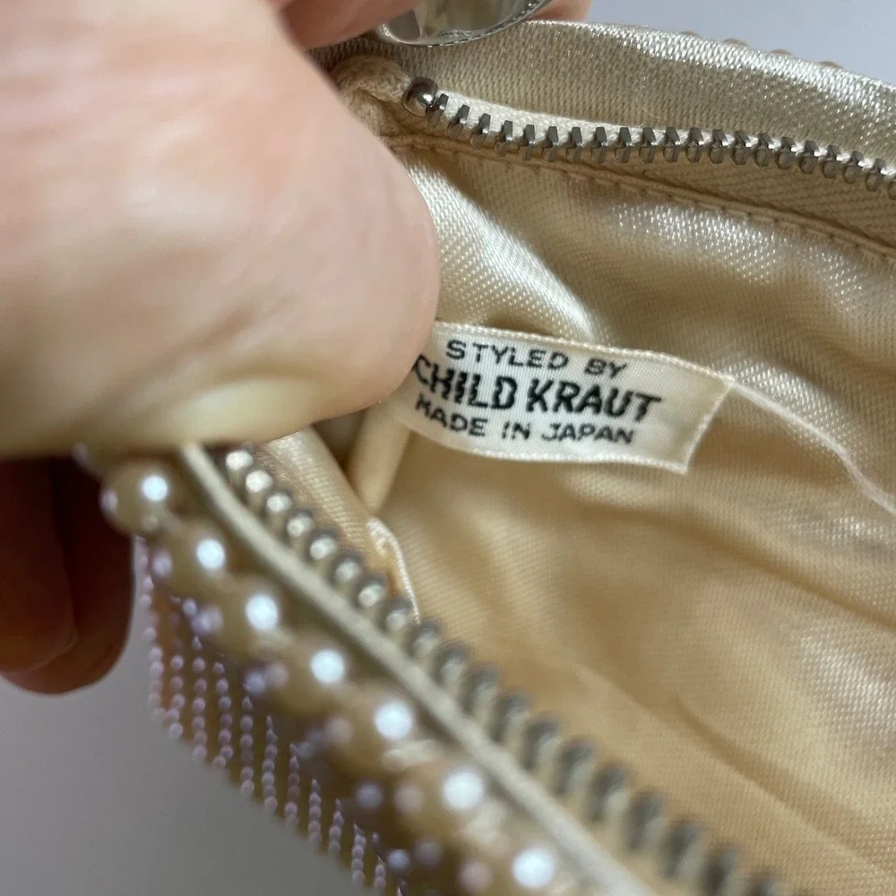 Vintage‎ Schild Kraut Faux Pearl Beaded Evening Clutch Made in Japan EUC